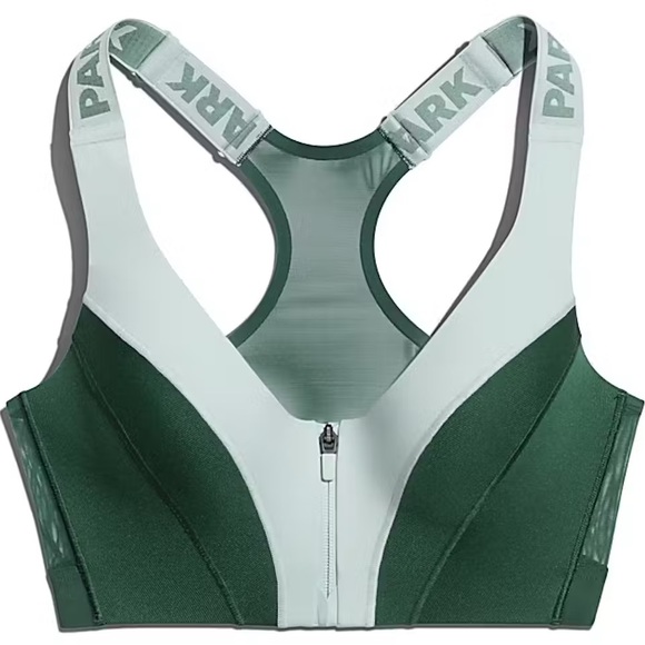Adidas x Ivy Park - Drip 2 | Medium Support Zip Bra, Green Tint/Dark Green - Picture 4 of 12